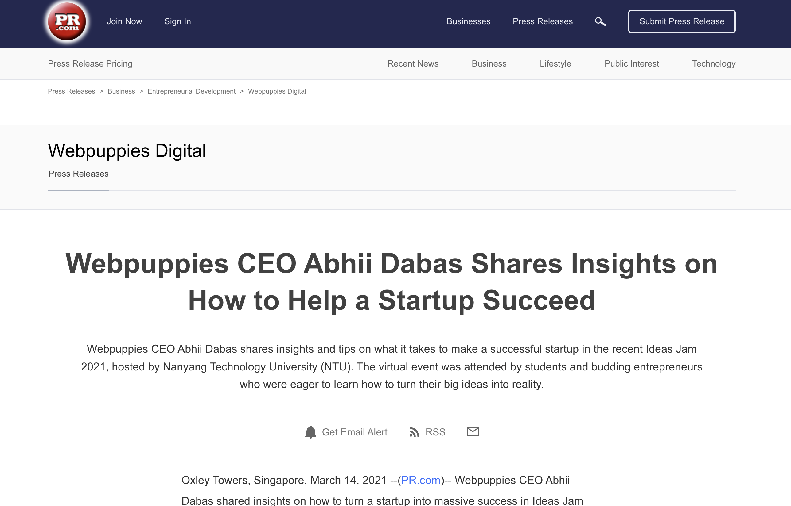 Press release article